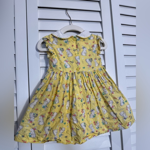 Baby Toddler Girl Yellow Kids Smocked Dress with Bunny Print Size 18 month - Picture 5 of 5